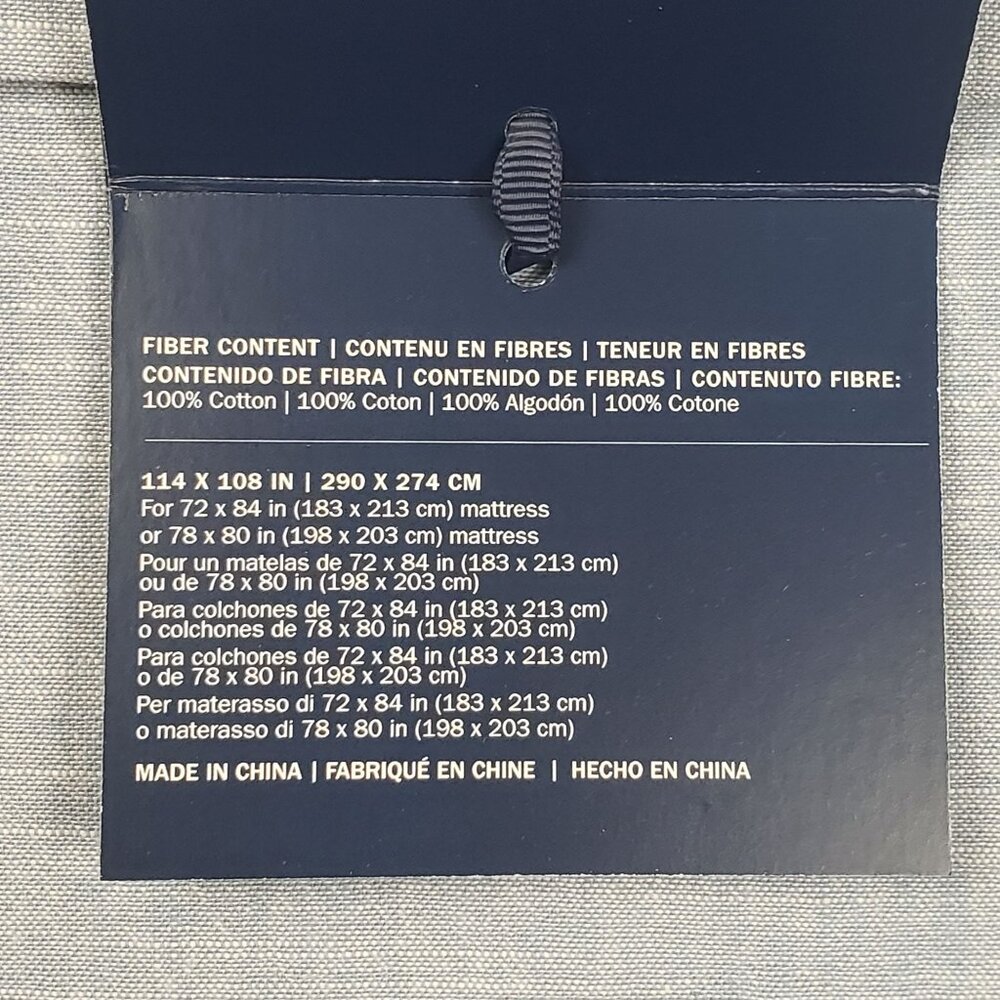 Ralph Lauren Workshirt Chambray King Flat Sheet Blue Luxury Bedding, 114"x108" - Picture 8 of 16